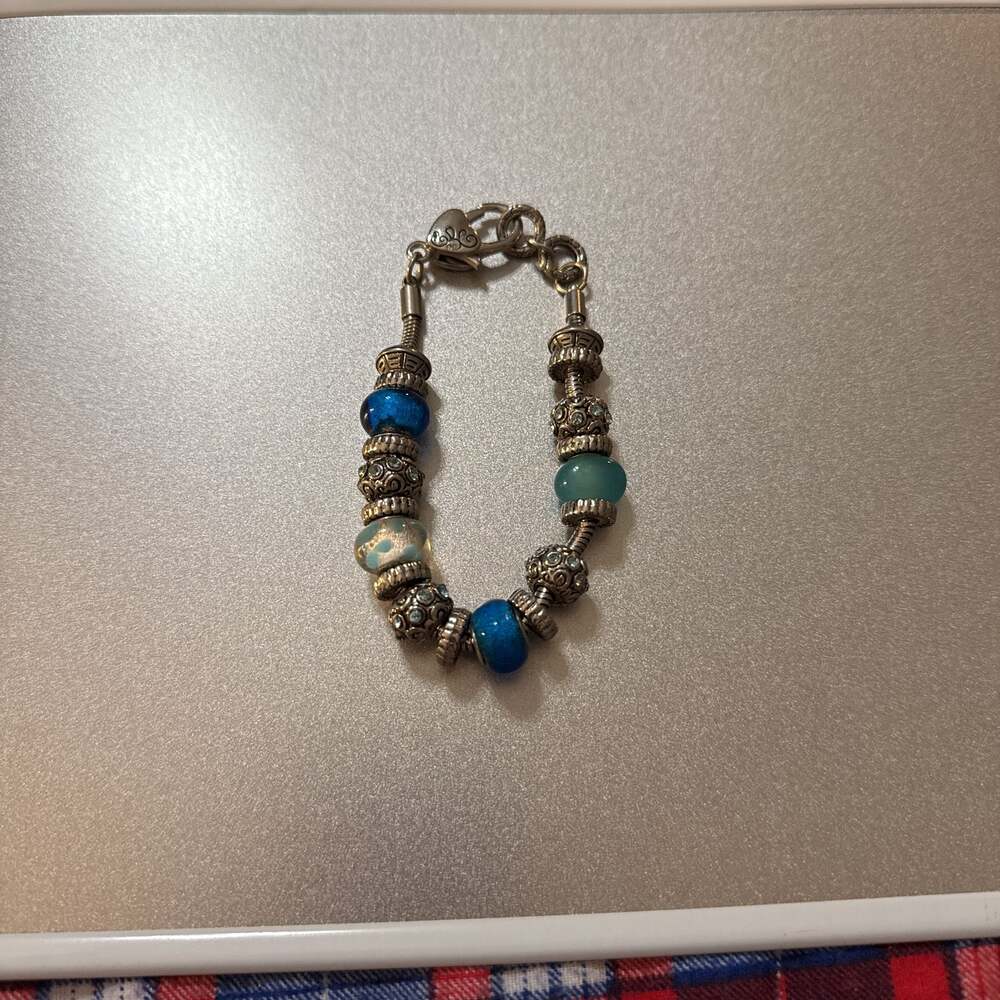 Bella Perlina Blue & Silver Butterfly Charm Bracelet